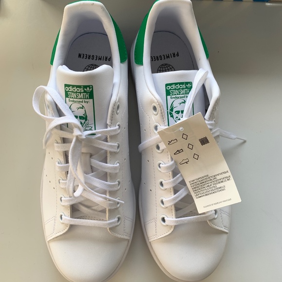 NEW Adidas Originals Stan Smith J Sneakers White Green Primegreen Size 7 - Picture 3 of 9